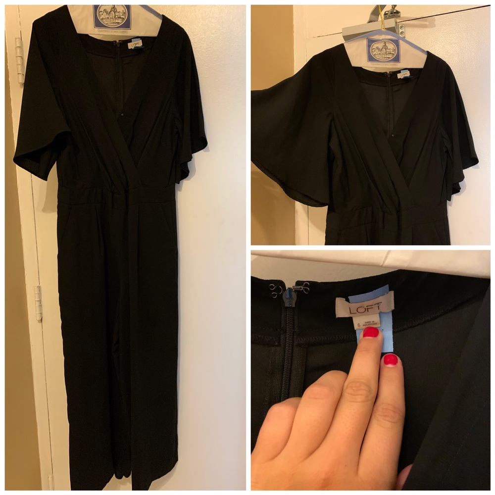 Loft Short Sleeved Black Jumpsuit